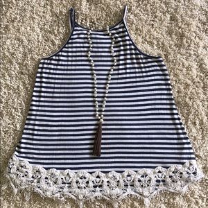 Navy and white striped tank top